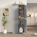 Meuble de rangement haut, armoire de garde-manger autoportante avec étagères réglables et portes, placard de cuisine de 178 cm