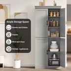 Meuble de rangement haut, armoire de garde-manger autoportante avec étagères réglables et portes, placard de cuisine de 178 cm