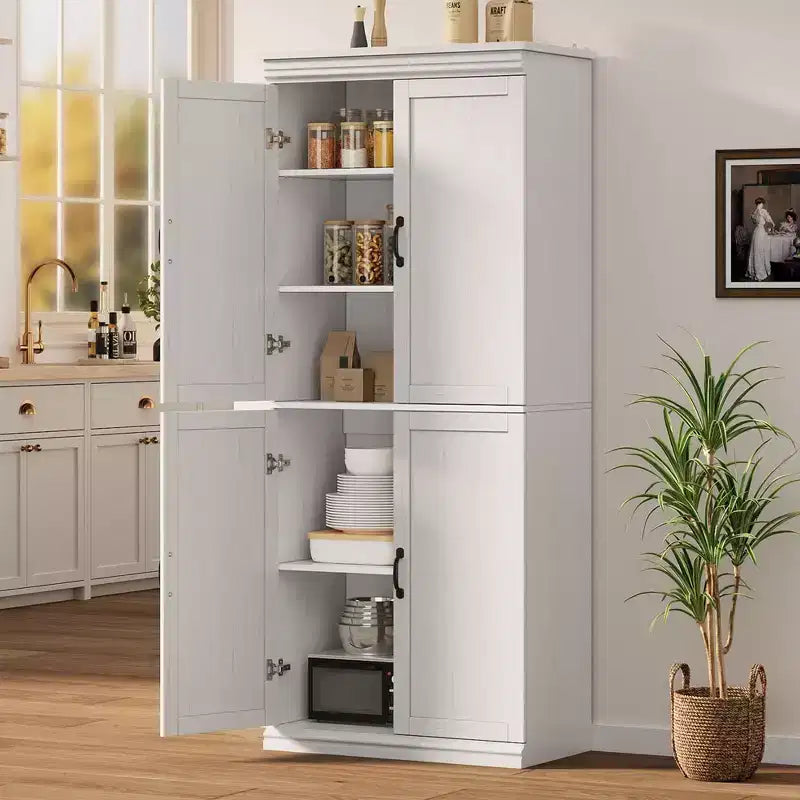 Meuble de rangement haut, armoire de garde-manger autoportante avec étagères réglables et portes, placard de cuisine de 178 cm