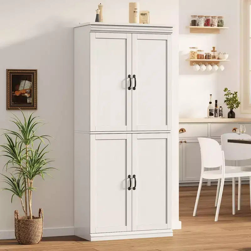Meuble de rangement haut, armoire de garde-manger autoportante avec étagères réglables et portes, placard de cuisine de 178 cm