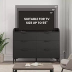 Commode Garvee 6 pour chambre, commode à tiroirs autoportante de 120 cm de large avec prises de courant, coffre de rangement en bois pour salon
