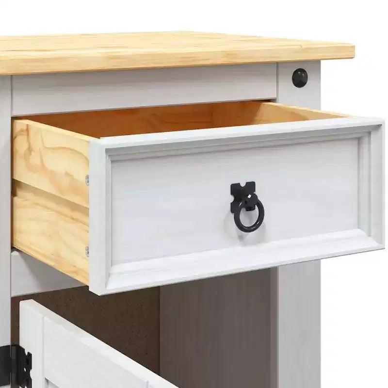 vidaXL Table de chevet de rangement avec tiroir Pin mexicain Gamme Corona