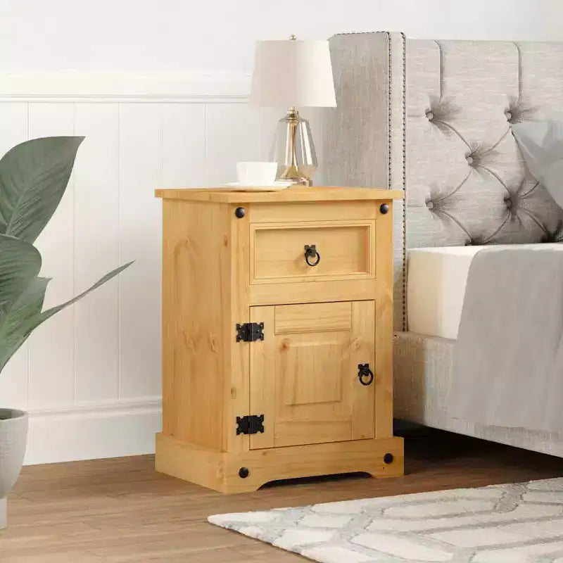 vidaXL Table de chevet de rangement avec tiroir Pin mexicain Gamme Corona