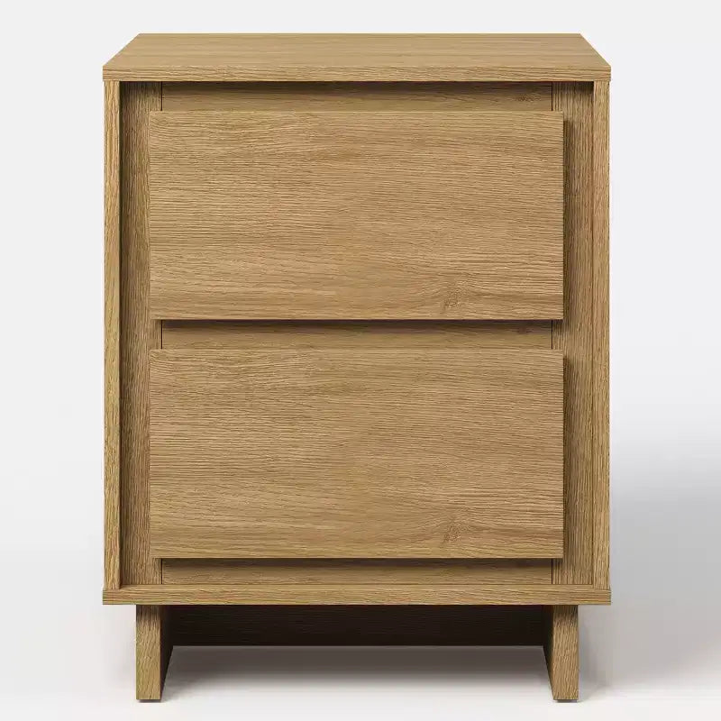 Commode à 2 tiroirs Heynemo, commode moderne en bois avec détails de bords épurés, unité de rangement polyvalente pour chambre à coucher, salon, bureau, entrée