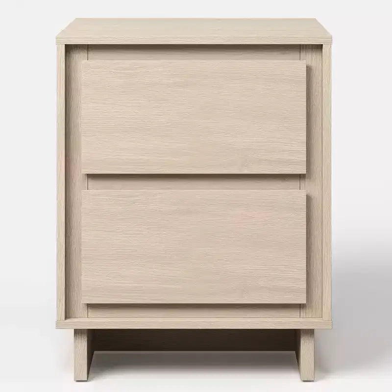 Commode à 2 tiroirs Heynemo, commode moderne en bois avec détails de bords épurés, unité de rangement polyvalente pour chambre à coucher, salon, bureau, entrée