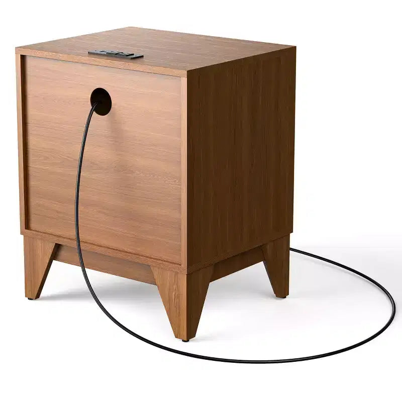 KOLIGEY 1 - Table de chevet à tiroir avec station de recharge, table d'appoint polyvalente avec rangement