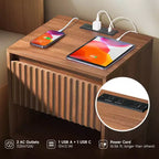 KOLIGEY 1 - Table de chevet à tiroir avec station de recharge, table d'appoint polyvalente avec rangement
