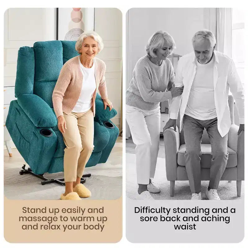 Fauteuil inclinable électrique surdimensionné pour personnes âgées avec massage par vibration et chauffage lombaire, réglage à plat, fauteuils inclinables, aide à la position debout