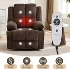 Fauteuil inclinable électrique surdimensionné pour personnes âgées avec massage par vibration et chauffage lombaire, réglage à plat, fauteuils inclinables, aide à la position debout