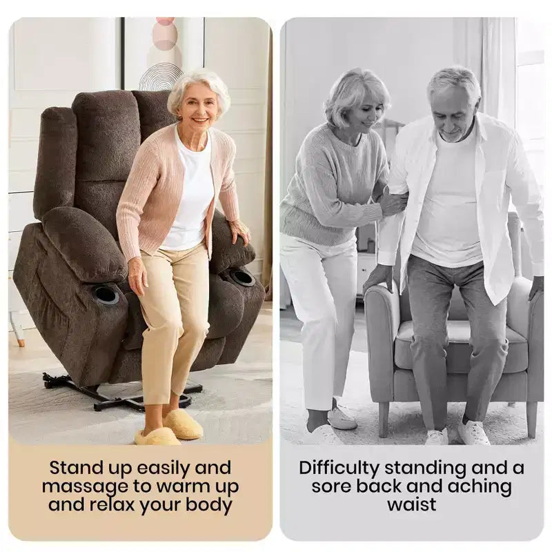 Fauteuil inclinable électrique surdimensionné pour personnes âgées avec massage par vibration et chauffage lombaire, réglage à plat, fauteuils inclinables, aide à la position debout