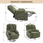 Fauteuil inclinable électrique surdimensionné pour personnes âgées avec massage par vibration et chauffage lombaire, réglage à plat, fauteuils inclinables, aide à la position debout