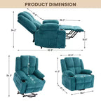 Fauteuil inclinable électrique surdimensionné pour personnes âgées avec massage par vibration et chauffage lombaire, réglage à plat, fauteuils inclinables, aide à la position debout