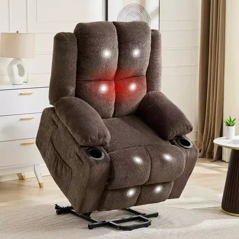 Fauteuil inclinable électrique surdimensionné pour personnes âgées avec massage par vibration et chauffage lombaire, réglage à plat, fauteuils inclinables, aide à la position debout