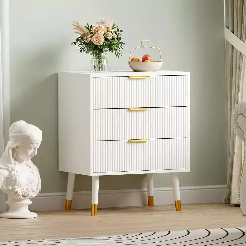 Commode moderne 3 tiroirs Acekool, meuble de rangement à rayures verticales, organisateur de chambre et de salon