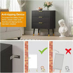 Commode moderne 3 tiroirs Acekool, meuble de rangement à rayures verticales, organisateur de chambre et de salon