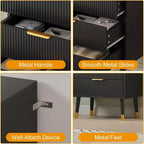 Commode moderne 3 tiroirs Acekool, meuble de rangement à rayures verticales, organisateur de chambre et de salon