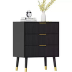 Acekool 3 Drawer Modern Dresser, Vertical Stripe Storage Chest, Bedroom Living Room Organizer