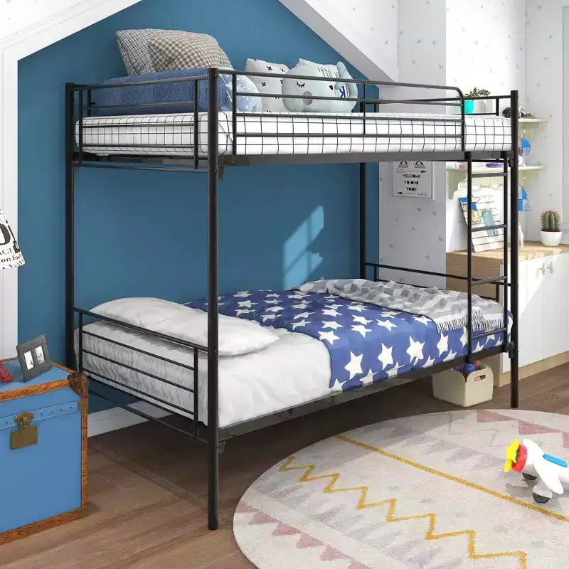 GDFStudio Elowen - Lit Superposé Jumeau Moderne en Métal avec Échelle, Barrières de Sécurité sur Toute la Longueur et Rangement sous le Lit