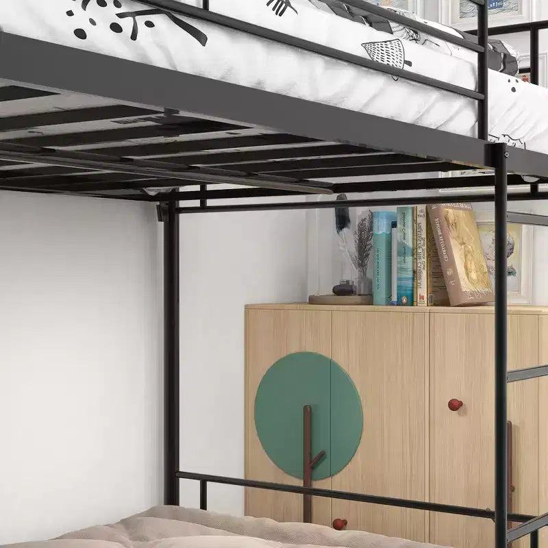 GDFStudio Elowen - Lit Superposé Jumeau Moderne en Métal avec Échelle, Barrières de Sécurité sur Toute la Longueur et Rangement sous le Lit