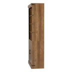 Étagère à livres à 4 niveaux, meuble de rangement avec lumières LED, meuble de rangement avec étagères réglables, Noyer, style rétro campagnard - ModernLuxe