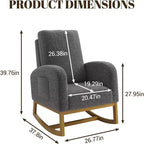 Fauteuil à bascule moderne, fauteuil à bascule planeur rembourré en fausse peau d'agneau douce avec dossier haut, poches latérales