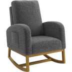 Fauteuil à bascule moderne, fauteuil à bascule planeur rembourré en fausse peau d'agneau douce avec dossier haut, poches latérales
