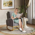 Modern Rocking Chair, Soft Faux Lambskin Upholstered Glider Rocking Chair with High Backrest, Side Pockets