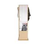 Porte-manteau rotatif à 360°, étagère autoportante, meuble d'entrée, coiffeuse, armoire à bijoux, armoire de rangement avec miroir pleine longueur, crochets, étagère ouverte - ModernLuxe
