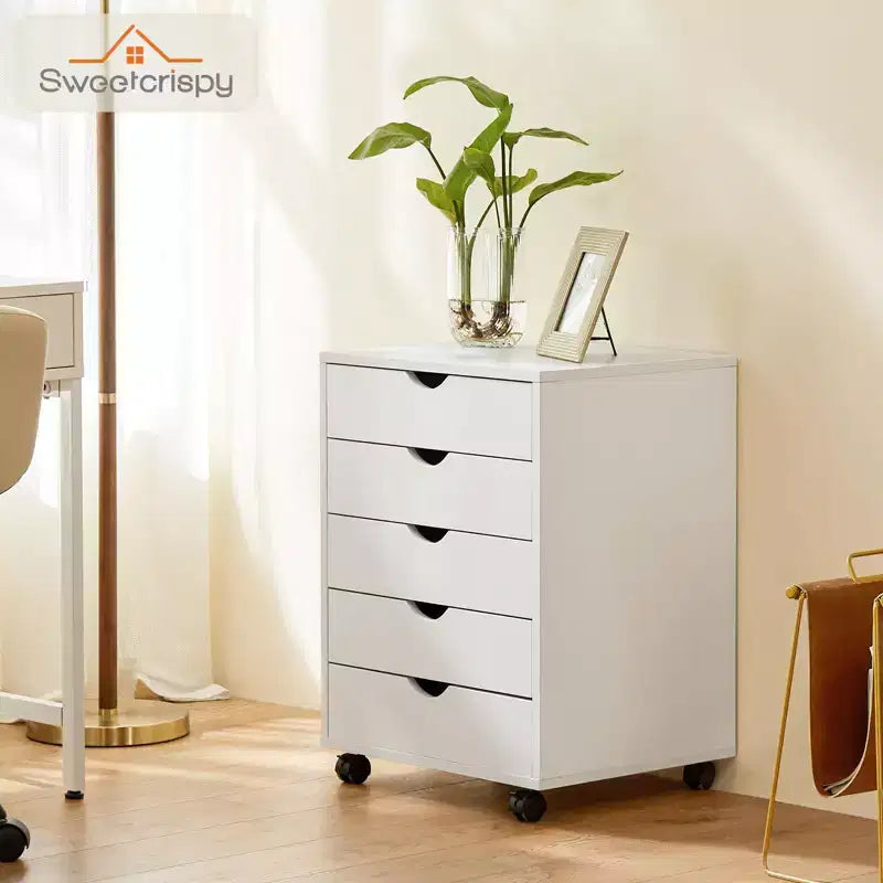 TUYOHW Classeur mobile à 5/7 tiroirs, meuble de rangement moderne sous le bureau pour le bureau et la maison, tiroirs en bois naturel lisses et silencieux