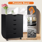 TUYOHW Classeur mobile à 5/7 tiroirs, meuble de rangement moderne sous le bureau pour le bureau et la maison, tiroirs en bois naturel lisses et silencieux