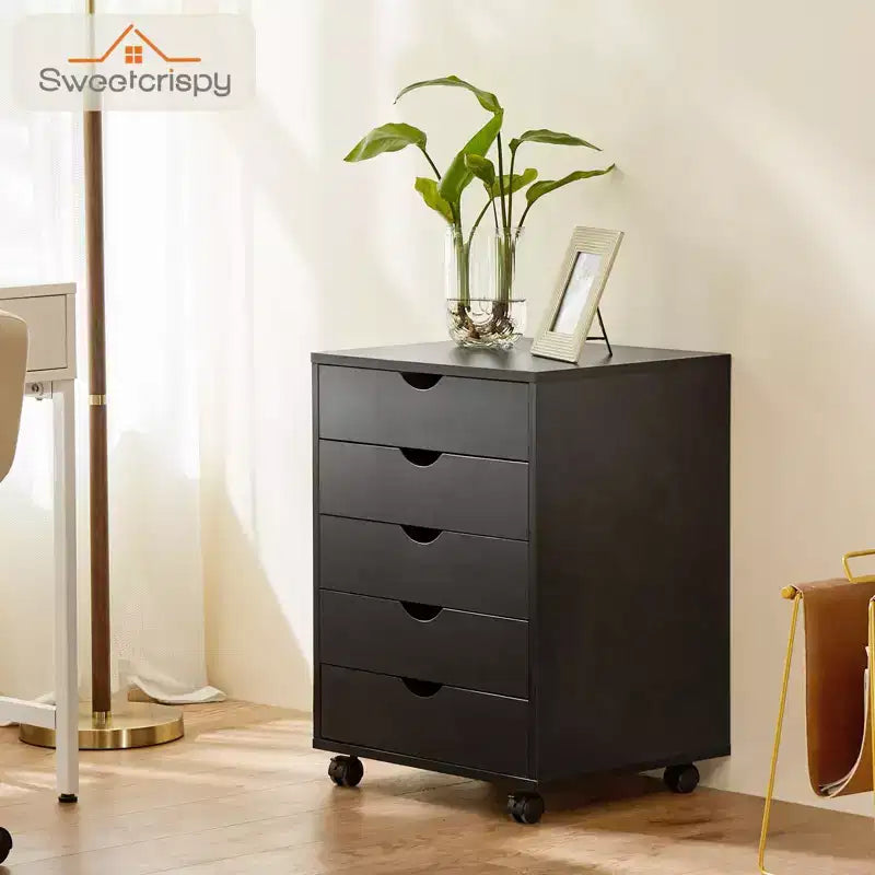 TUYOHW Classeur mobile à 5/7 tiroirs, meuble de rangement moderne sous le bureau pour le bureau et la maison, tiroirs en bois naturel lisses et silencieux