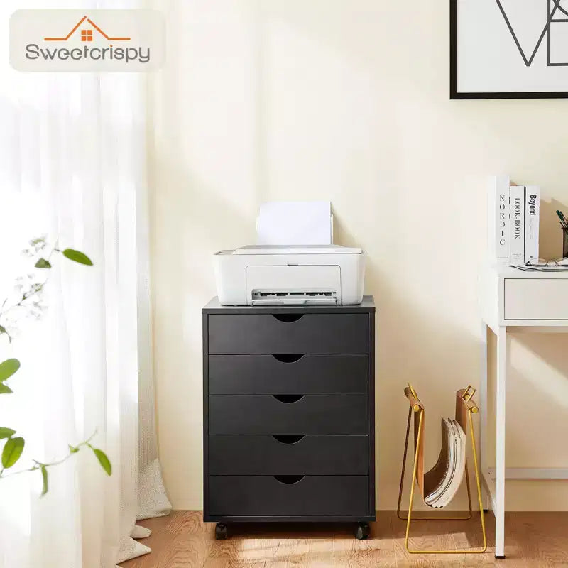 TUYOHW Classeur mobile à 5/7 tiroirs, meuble de rangement moderne sous le bureau pour le bureau et la maison, tiroirs en bois naturel lisses et silencieux