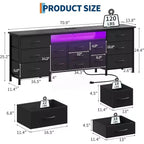 Commode et meuble TV 13 tiroirs de 70 pouces, organisateur de rangement multifonctionnel pour téléviseurs de 65 à 80 pouces, armoire en tissu pour chambre et salon