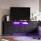 Commode et meuble TV 13 tiroirs de 70 pouces, organisateur de rangement multifonctionnel pour téléviseurs de 65 à 80 pouces, armoire en tissu pour chambre et salon