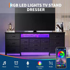 Commode et meuble TV 13 tiroirs de 70 pouces, organisateur de rangement multifonctionnel pour téléviseurs de 65 à 80 pouces, armoire en tissu pour chambre et salon