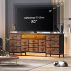 Commode et meuble TV 13 tiroirs de 70 pouces, organisateur de rangement multifonctionnel pour téléviseurs de 65 à 80 pouces, armoire en tissu pour chambre et salon