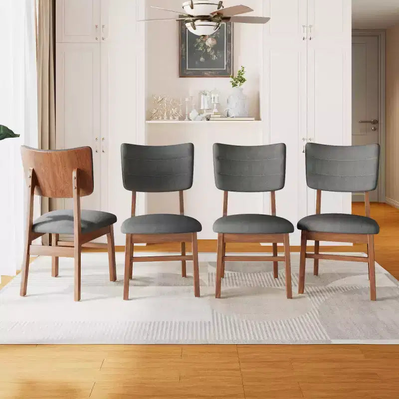 Lot de 4 chaises de salle à manger rembourrées avec pieds en bois, chaises de cuisine modernes du milieu du siècle pour salle à manger, restaurant ou salon - Panipeachy