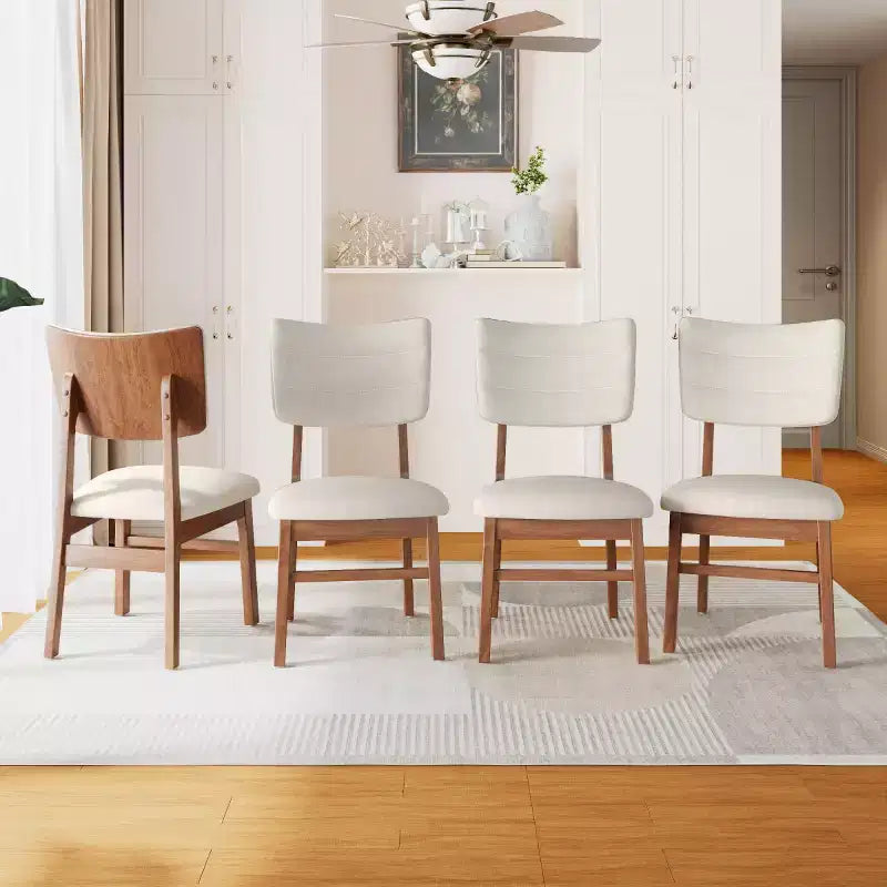 Lot de 4 chaises de salle à manger rembourrées avec pieds en bois, chaises de cuisine modernes du milieu du siècle pour salle à manger, restaurant ou salon - Panipeachy