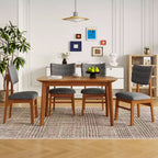 Lot de 4 chaises de salle à manger rembourrées avec pieds en bois, chaises de cuisine modernes du milieu du siècle pour salle à manger, restaurant ou salon - Panipeachy
