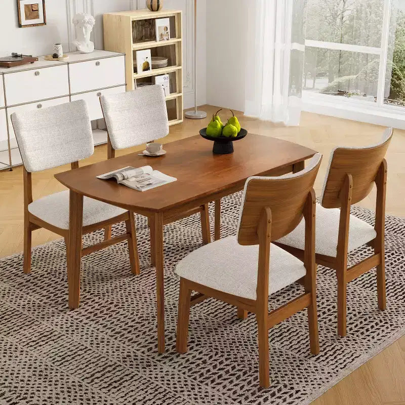 Set of 4 Upholstered Dining Chairs with Wood Legs, Mid-Century Modern Kitchen Chairs for Dining Room, Restaurant, or Living Room-Panipeachy