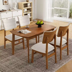 Set of 4 Upholstered Dining Chairs with Wood Legs, Mid-Century Modern Kitchen Chairs for Dining Room, Restaurant, or Living Room-Panipeachy