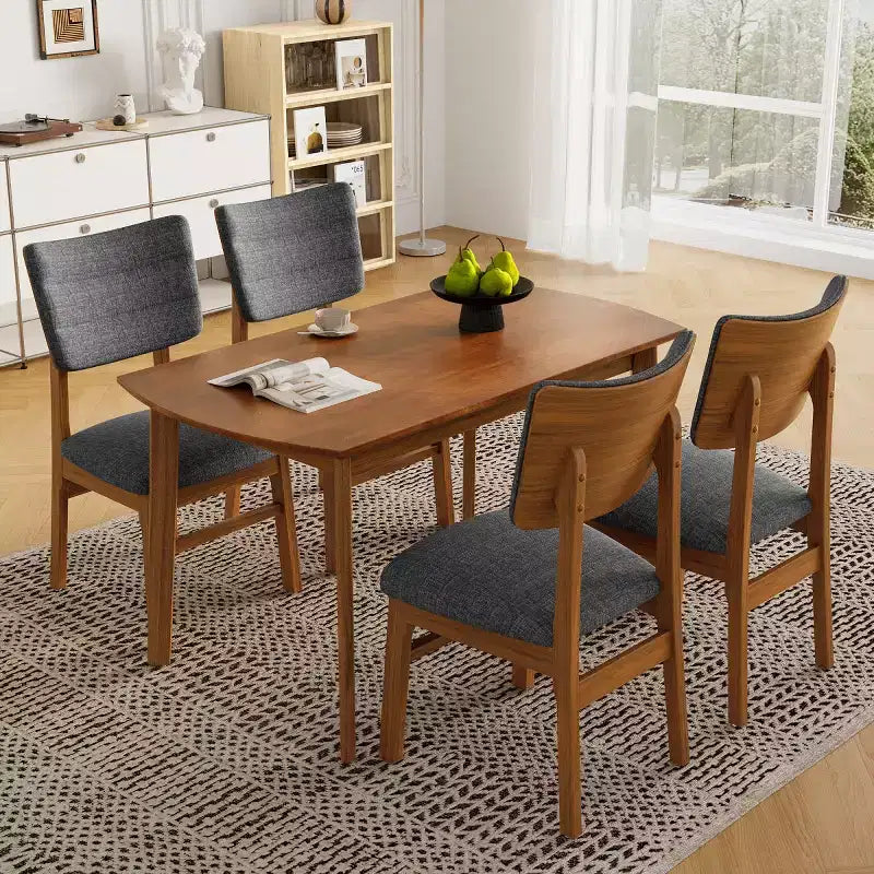 Lot de 4 chaises de salle à manger rembourrées avec pieds en bois, chaises de cuisine modernes du milieu du siècle pour salle à manger, restaurant ou salon - Panipeachy
