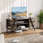 Meuble TV, Meuble de divertissement moderne avec étagère réglable, trous passe-câbles, console multimédia, pieds en métal en forme de U, pour salon, chambre à coucher, mobilier de bureau