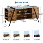 Meuble TV, Meuble de divertissement moderne avec étagère réglable, trous passe-câbles, console multimédia, pieds en métal en forme de U, pour salon, chambre à coucher, mobilier de bureau