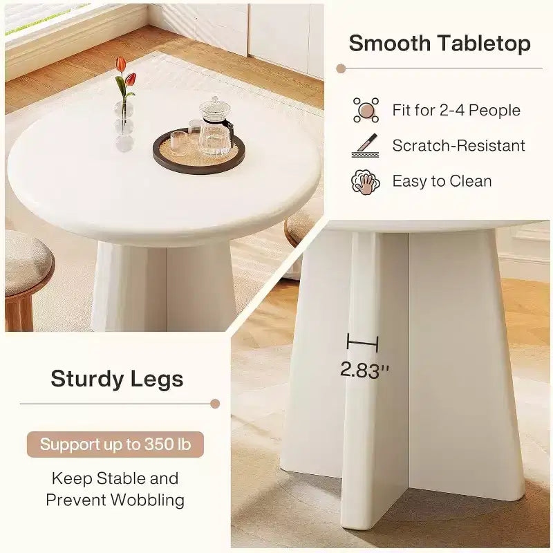 Tribesigns Table de salle à manger ronde pour 2-4 personnes, petite table de cuisine de 80 cm avec base robuste, mobilier de salle à manger moderne pour salle à manger, salon, blanc