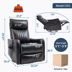Fauteuil inclinable manuel massant et chauffant en similicuir noir avec fonction bascule et pivot pour salon