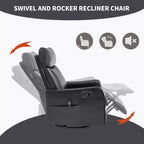 Fauteuil inclinable manuel massant et chauffant en similicuir noir avec fonction bascule et pivot pour salon