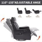 Fauteuil inclinable manuel massant et chauffant en similicuir noir avec fonction bascule et pivot pour salon