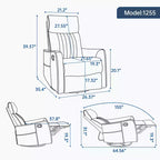 Fauteuil inclinable manuel massant et chauffant en similicuir noir avec fonction bascule et pivot pour salon