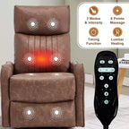 Fauteuil inclinable manuel massant et chauffant en similicuir noir avec fonction bascule et pivot pour salon